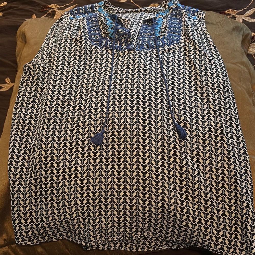 J Crew Blue and White Blouse